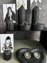 高級ジュエリー展示用 ブラックローマ柱型イヤリングスタンド【耳飾り・ディスプレイ用・写真撮影】