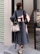 グレーのトレンチコート【レディース・春秋用・フィット・ミディ丈】