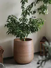 ヴィンテージスタイル 陶製大花盆【大口径・グリーン植物用】