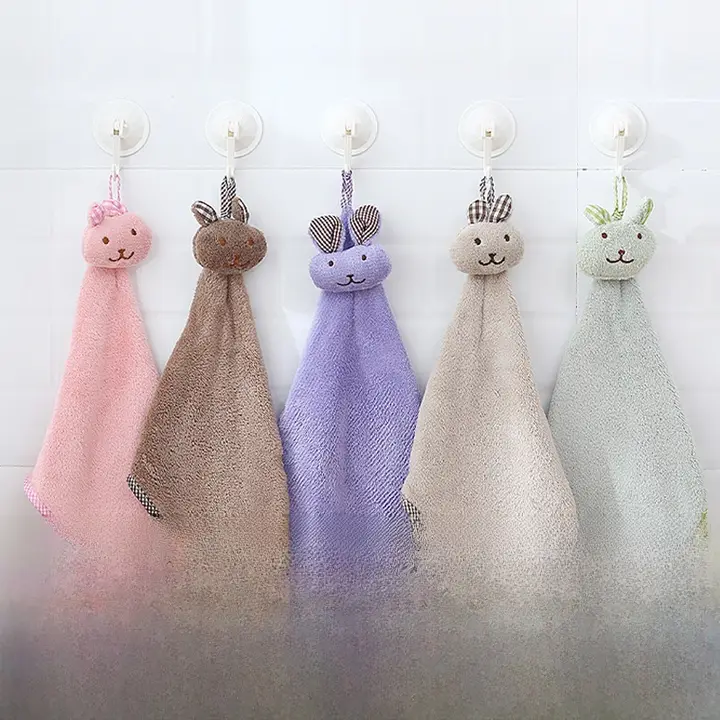吸水タイプのハンドタオル【速乾・フック付き・可愛いデザイン】