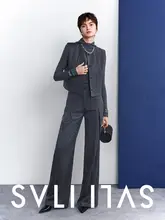 ハイウエストワイドパンツとジャケットベスト【カジュアルシルエット・ラウンドネック】（セットア ップ対応）