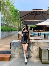 夏にぴったり！チェック柄ビスチェ【女性用・韓国スタイル・個性的デザイン】