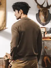 男性用 ヴィンテージ風ハイネック裏起毛ウールニット【冬季・暖かいインナー】