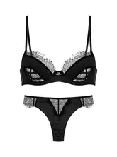 レースデザインのブラジャー【セクシー・大胸をキュッとまとめる・薄手タイプ】（セットアップ対応）