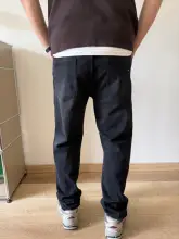 秋用 メンズブラックデニムパンツ【洗い加工・ゆったりしたフィット感・ストレッチ】