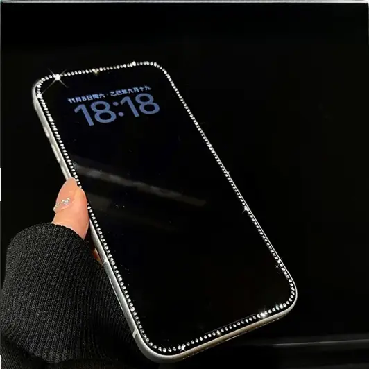 iPhone用 強化ガラスフィルム【全画面対応・水晶風エッジ・耐衝撃・傷防止】