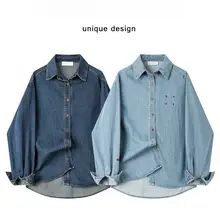 レトロデニムシャツジャケット【春秋用・カジュアル・ゆったり・長袖】