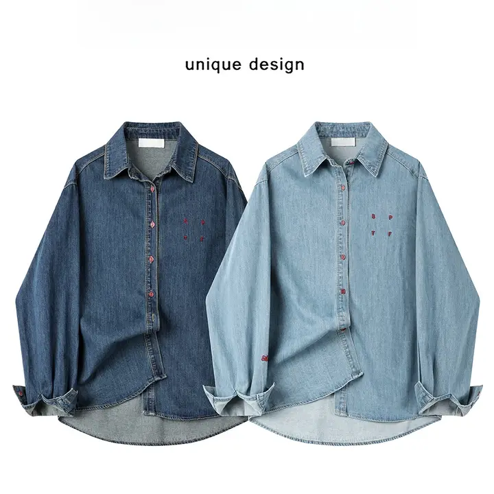 レトロデニムシャツジャケット【春秋用・カジュアル・ゆったり・長袖】