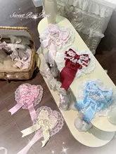 ロリータ風レース花丸ヴェールとリボンヘッドドレス【華やかなブライダルアクセサリー】