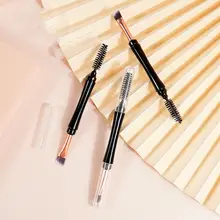 アイシャドウブラシ【角度付き・アイライナーと眉毛用・スポンジタイプ・キャップ付き】