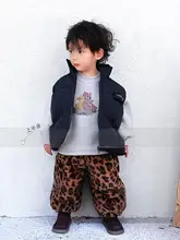 個性的なヒョウ柄子供用スウェットパンツ【極上の柔らかさ・束脚・厚手・男女兼用】