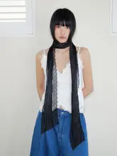 レトロなレースドットスカーフ【春夏用・首元装飾・ファッショナブル】