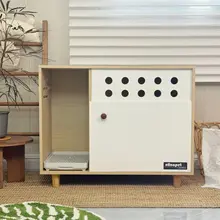 ペット用木製トイレ収納キャビネット【防水・防湿・漏れ防止・封閉式】