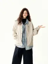 ジャケット レディース デニム パッチワーク フェイクレイヤード オーバーサイズ ルーズ ヴィンテージ おしゃれ 着回し 春