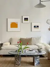 抽象アート装飾画【色ブロック・赤・クレイニブルー・オレンジ・シンプルデザイン・背景壁画】
