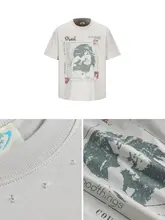 ヴィンテージ風 ダメージプリント Tシャツ【ユニセックス・落ち感のあるデザイン・夏用】