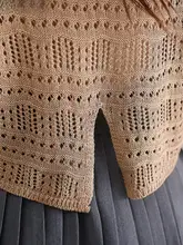 秋に最適な透かし編み長袖ニットトップス【高腰・薄手】