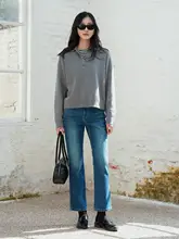 高腰微喇デニムパンツ【レディース・フィット・九分丈・ヴィンテージスタイル】