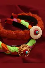 女性用 藏式ヘアアクセサリー【アンティーク風・ヘアバンド・バイカラー】