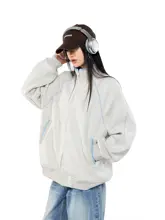 春季用ルーズフィットジッパー付きパーカー【スポーツスタイル・女性用】