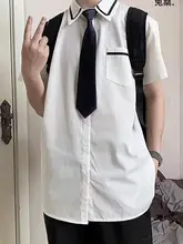 夏用 メンズ 短袖カジュアルシャツ【ネクタイ付き・学生服スタイル・卒業式対応】