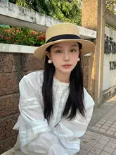 日焼け防止の草帽【平らなつば・リゾートスタイル・女性用】