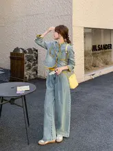 セットアップ 2点セット レディース デニム ワイドパンツ バイカラーパイピング ヴィンテージ きれいめ 上品 韓流 春 秋