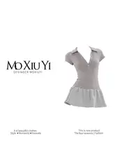 アメリカンキャンパス風ポロ襟メッシュパネルテニススカートワンピース【女性用・カジュアル】