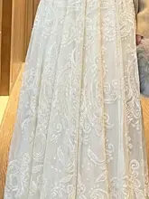デザイン感ある杏色のAラインレース切替ハイウエストスカート【大きいサイズ・中丈・女性用】（セットアップ対応）