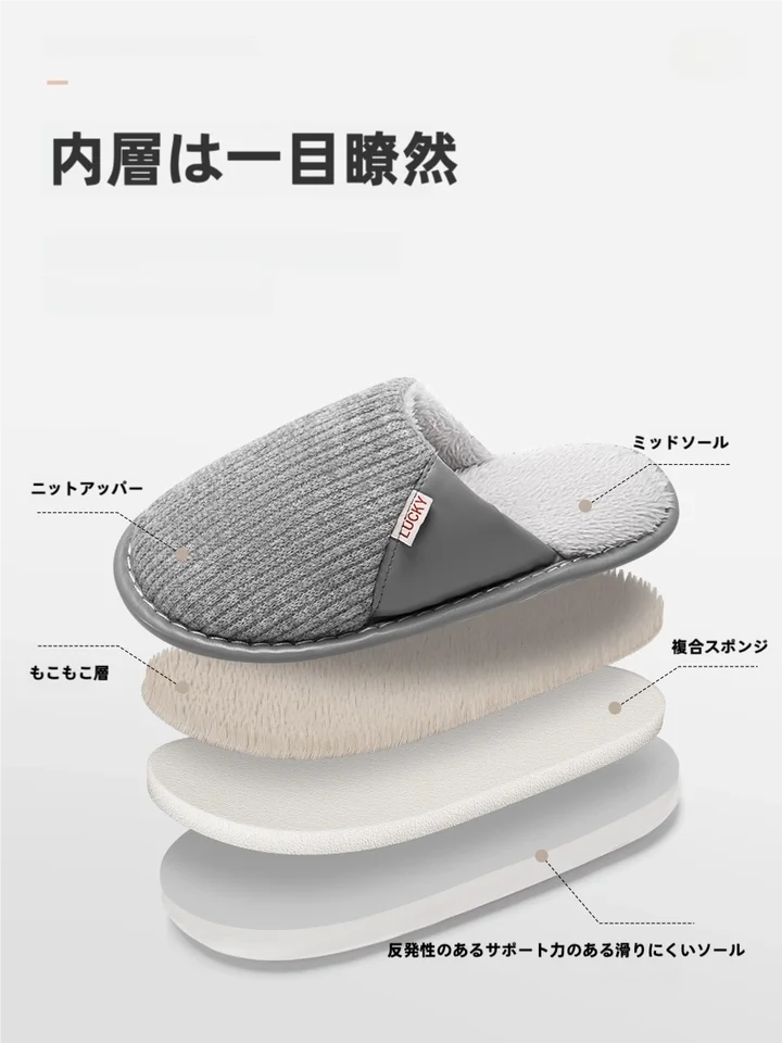 冬用室内用防滑コットンルームシューズ【男女兼用・極上の柔らかさ・裏地フリース】