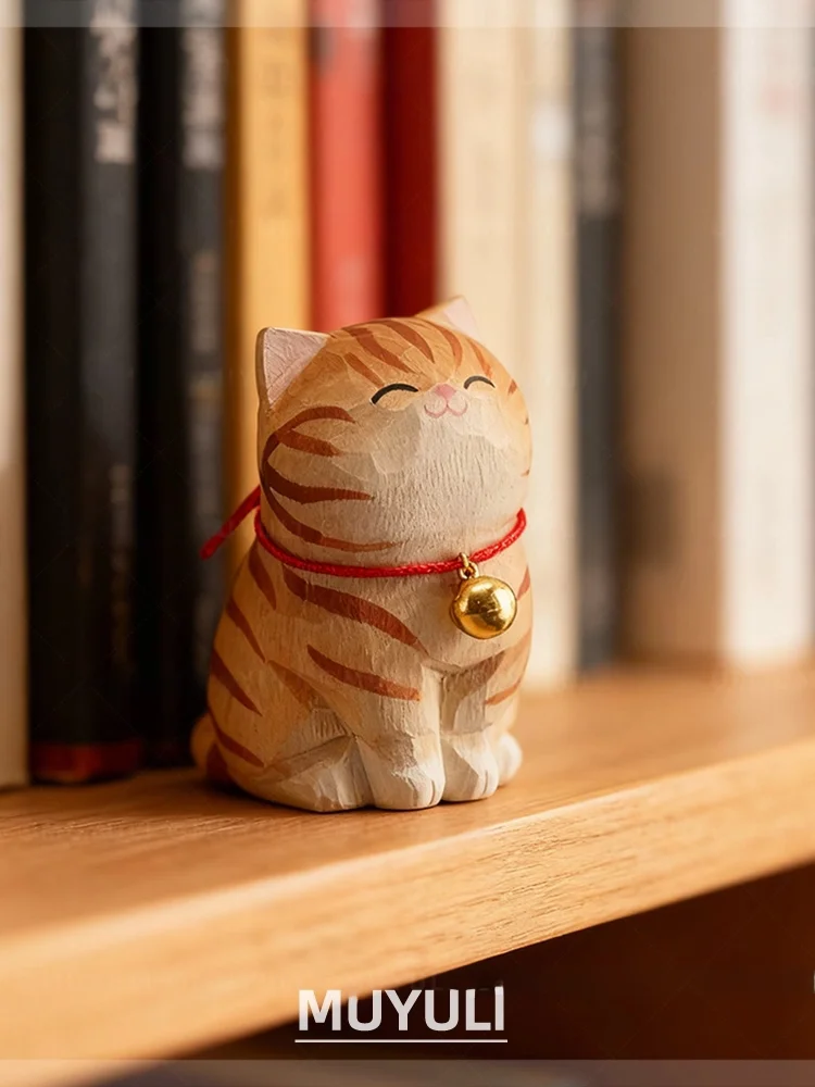 手作り木彫りの狸柄小猫デスクトップ飾り：猫モチーフ雑貨の選定基準と実用性解析