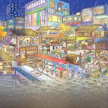 ジオラマシール 特殊インキ 光沢ラミネート ネオン 雪景色 雨の夜景 ミニチュア街並み デコレーション