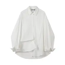 ゆったりデザインのレトロスタイル女性用長袖シャツ【春夏・韓国風・カジュアル】