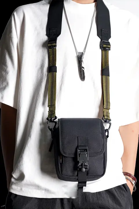 CORDURA製バリスティックナイロン 男女兼用 スリング小型バッグ【FIDLOCKマグネットバックル・防盗・軽量・防水】