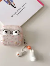 イヤホンケース AirPods / AirPods Pro 対応 ソフトケース 小花柄 うさぎ 耐衝撃 可愛い インスタ映え レディース