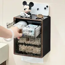 防水壁掛けトイレットペーパーケース【穴あけ不要・防塵デザイン】