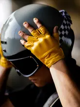 MR MOTOR バイク用 半指グローブ【レトロデザイン・真皮・通気性】