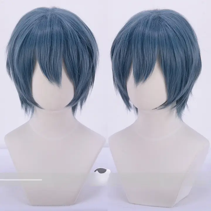 ロリータ風 短髪ウィッグ【雰囲気のあるブルー・コスプレ用】