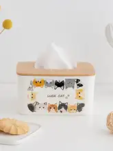 かわいい猫デザインの竹製ティッシュボックス【リビング・ダイニング用・収納に便利】