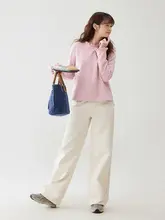 ドットレース長袖ピンクTシャツ【甘美なデザイン・ゆったりシルエット】
