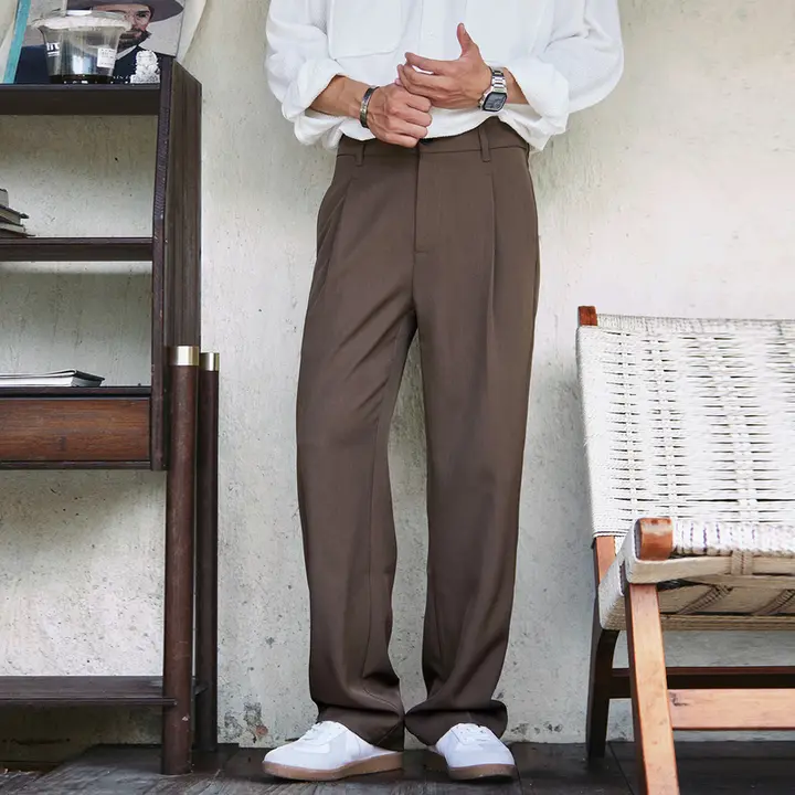 快適な通勤用！フィット メンズスラックス【ストレート・しわ加工・春用】（セットアップ対応）
