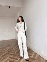 高ウエストデニムワイドパンツ【オフホワイト・防油汚れ・フィット】