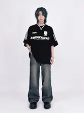 Mz メンズアメリカンヴィンテージ3本ライン半袖Tシャツ【ゆったりとしたカジュアルデザイン】
