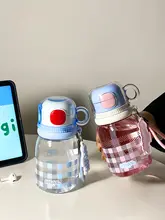高温対応のトライタン製女性用クリアストロー付き携帯水筒【蓋付き・美しいデザイン】