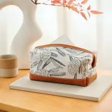 オレンジ色の高級感あるペーパーナプキンボックス【デスク収納用・軽奢スタイル】