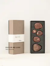 黒胡桃木製のバランスストーンアート【ナチュラル風・癒し系・抽象デザイン】
