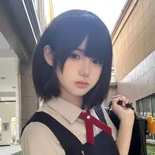ボブヘアスタイルのウィッグ【自然な黒茶色・フルカバータイプ・女性用】