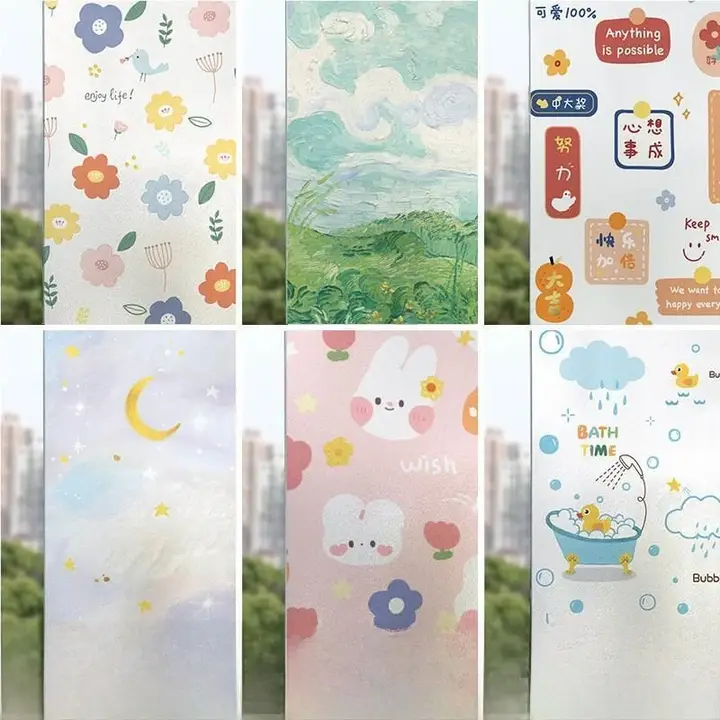 不透明な窓ガラス用遮光シール【自粘着・寝室用・遮熱・模様入り】