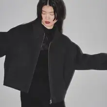 冬用ウール製 レディースビンテージ風カジュアルショートコート（セットアップ対応）