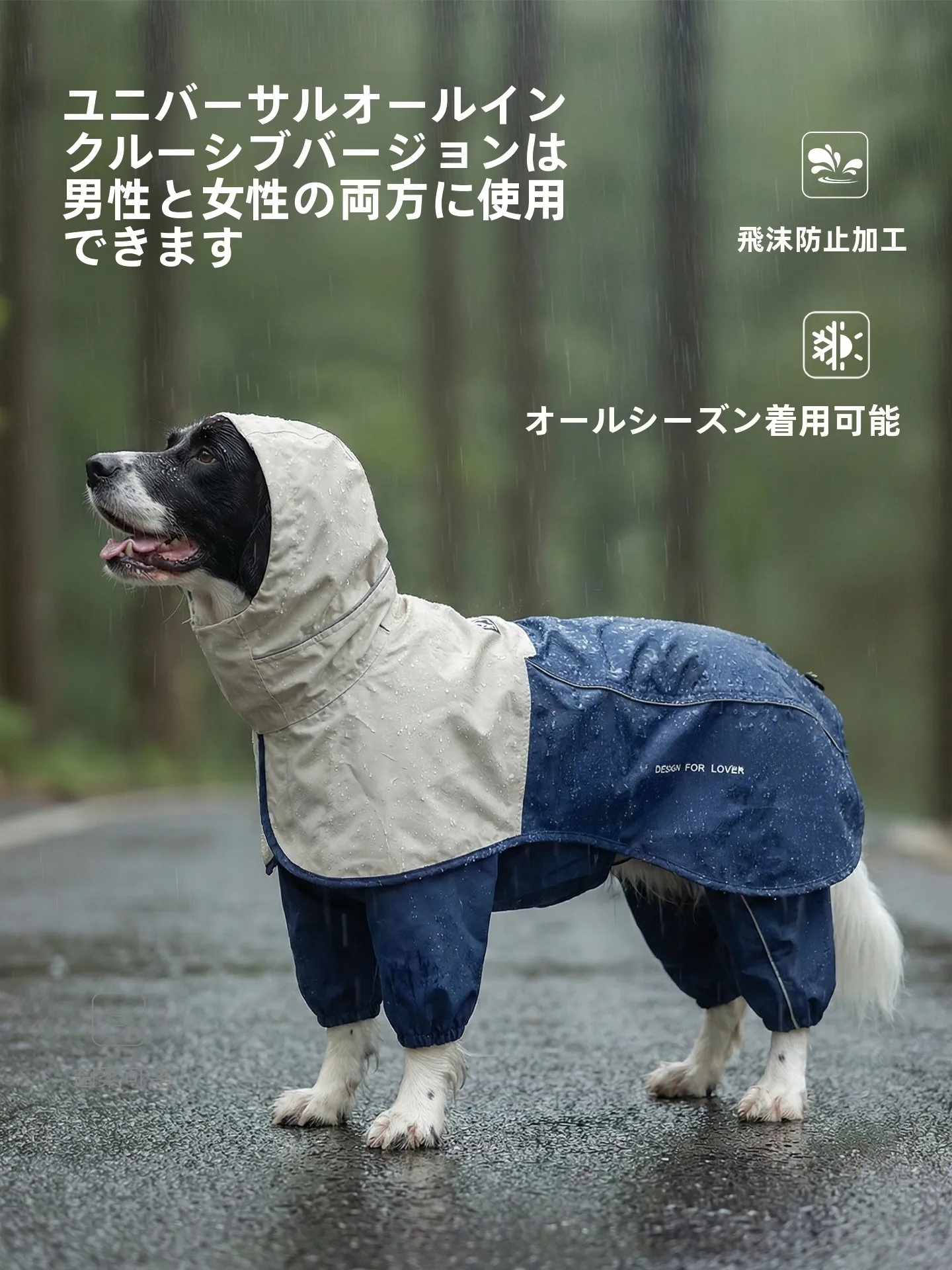 犬用防水ハードシェルジャケット：春夏用防風・保温機能と機洗い対応の実用性